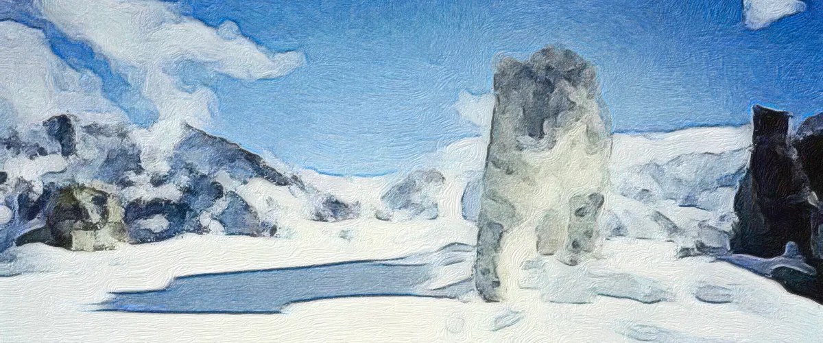 Snow Leopard on a snowy mountain